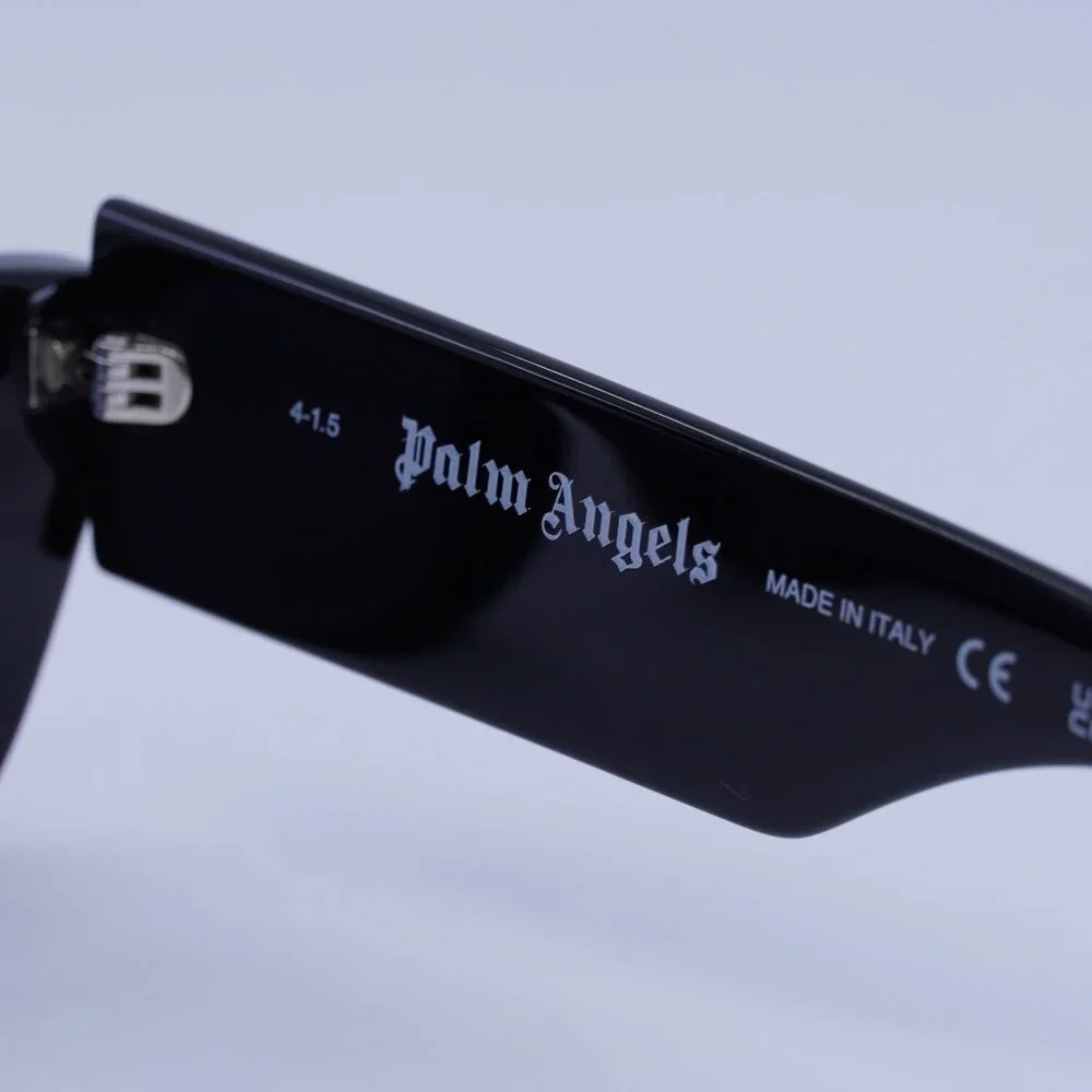 Palm Angels PERI002 PALM 1045 Sunglasses Black Rectangle Frame, Blue Lenses